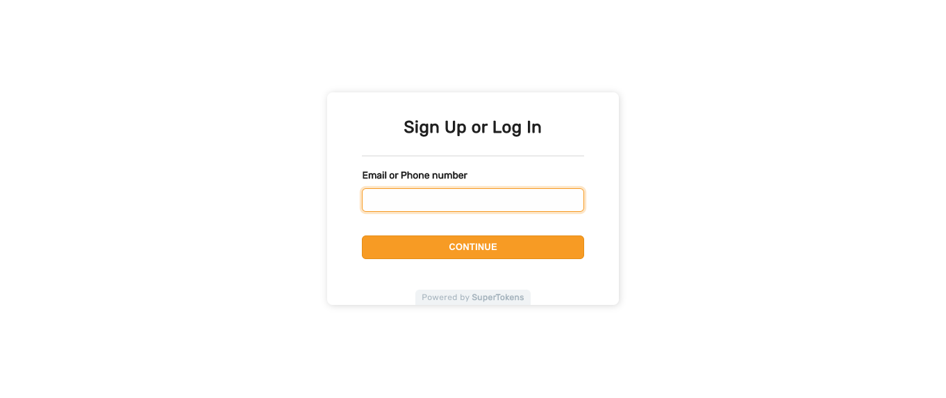 Sign in form UI for passwordless login